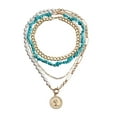 thumbnail image 1 of TNOBHG Bohemian Pearl Necklace Set Boho Layered Turquoise Necklace Pearl Beaded Paperclip Metal Chain Circle Choker Jewelry for Women Geometric Beaded, 1 of 8