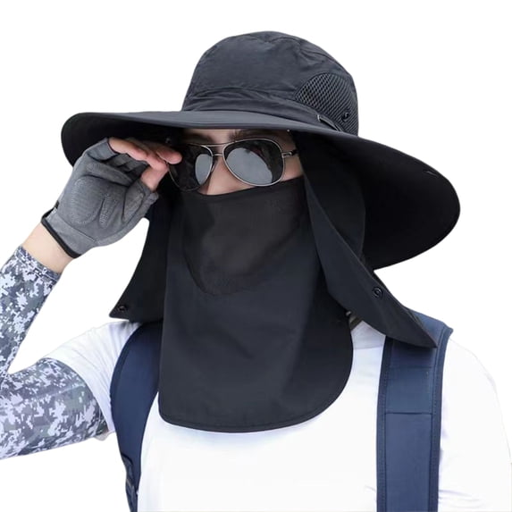 TNOBHG Breathable Sun Hat Unisex Sunhat with Detachable Front Cover Outdoor Protection for Face Neck Eyes Anti-uv Sunscreen Breathable Adjustable for Fishing