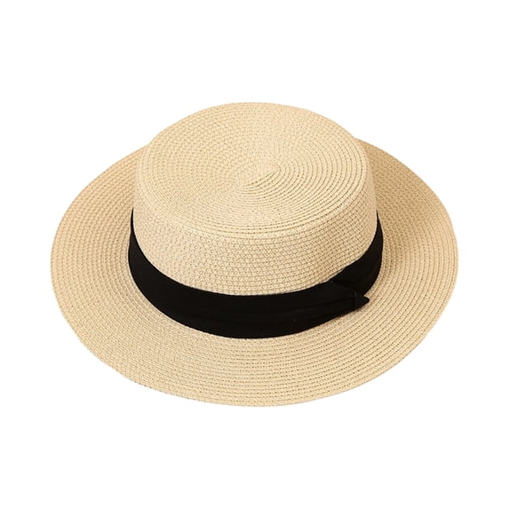 TNOBHG Casual Outfit Hat Large Women's Summer Straw Hat British Retro Style Beach Hat Sun Protection Breathable Wide Brim Jazz Soft Sun Hat for Hiking Travel