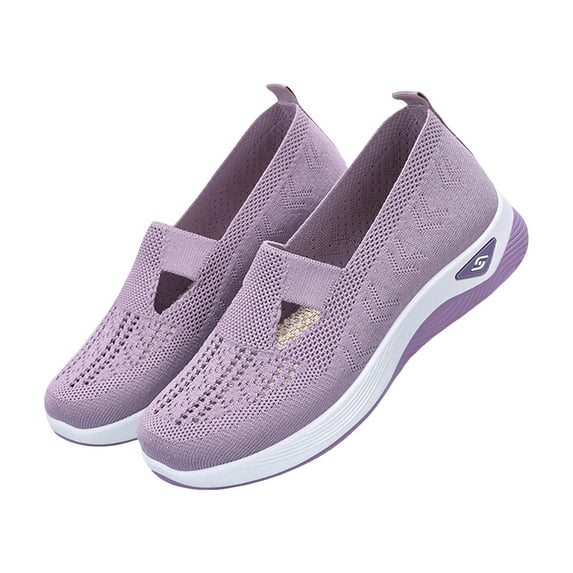 TNOBHG Casual Work Shoes Women's Casual Shoes Hollow Out Super Breathable Soft Sole Slip-on Anti-skid Arch Support Walking Shoes for Mother Grandmother Daily