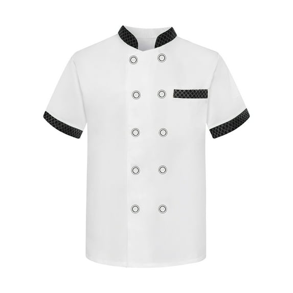 TNOBHG Chef Shirt Unisex Summer Chef Uniform Short Sleeve Stand Collar Breathable Stain-resistant Cook Shirt