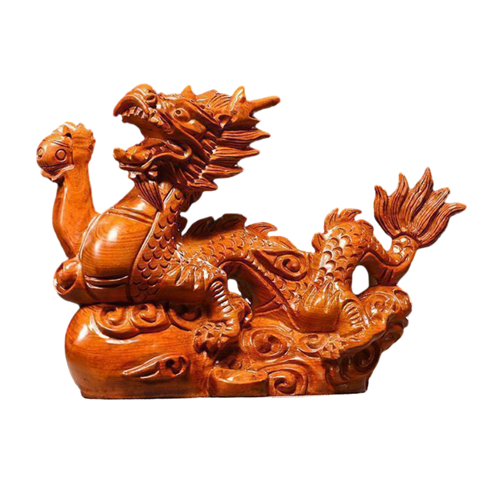 TNOBHG Chinese Dragon Ornament Wood Chinese Dragon Figurine Carved