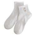thumbnail image 1 of TNOBHG Cotton Socks 1 Pair Unisex Cotton Ankle Socks Low-tube No Odor Solid Color Letter Embroidery High Elasticity Anti-slip Sweat-absorption Anti-shrink, 1 of 8