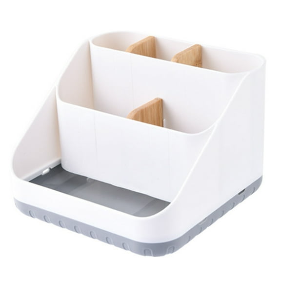 TNOBHG Desktop Clutter Organizer Wooden Desktop Storage Box with 6 Compartments Organize Home Office Declutter Workspace