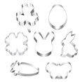 thumbnail image 1 of TNOBHG Easter Cookie Cutters Set 7pcs/set Easter Cookie Cutter Bunny Egg Carrot Flower Shamrock Shape Stainless Steel Biscuit Cutting Mold Kit Easter Baking, 1 of 8