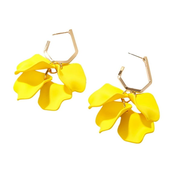 TNOBHG Elegant Rose Petal Dangle Earrings 1 Pair Rose Petal Drop Earrings Long Style Exaggerated Dangle Earrings Bright Color Jewelry Accessories Bohemian