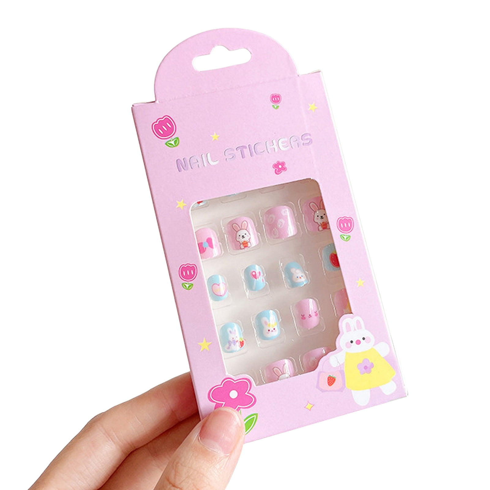 TNOBHG Kids Fake Nails 24pcs Kids Fake Nail Set Kawaii Kids Nail Art ...