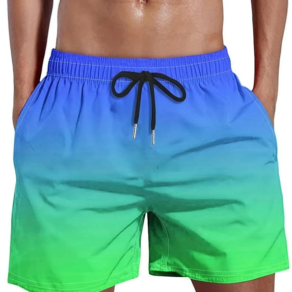 TNOBHG Men Beach Shorts Men's Summer Quick-dry Beach Shorts Elastic Drawstring Waist Fitness Shorts with Gradient Color Wide Leg Design Streetwear Style
