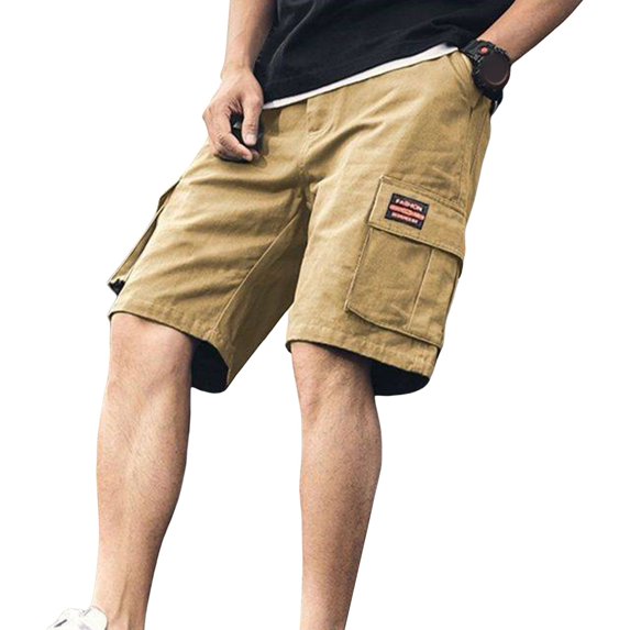 TNOBHG Men Elastic Waist Shorts Men's Knee Length Cargo Shorts with Elastic Waistband Multiple Pockets Soft Breathable Quick-drying Casual Shorts