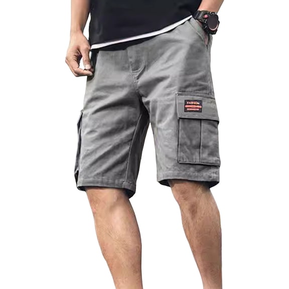 TNOBHG Men Elastic Waist Shorts Men's Knee Length Cargo Shorts with Elastic Waistband Multiple Pockets Soft Breathable Quick-drying Casual Shorts