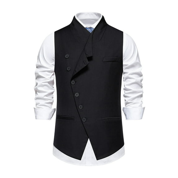 TNOBHG Men Solid Color Waistcoat Men's Spring Suit Vest Sloping Lapel Collar Slim Fit Sleeveless Waistcoat Coat Wedding Business Sports Solid Color Coat