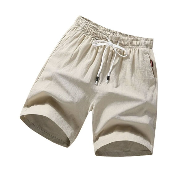 TNOBHG Men Trousers Men Knee Length Shorts Drawstring Elastic Waist Solid Color Loose Pockets Plus Size Soft Breathable Sports Jogging Beach Shorts Solid