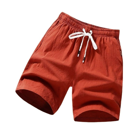 TNOBHG Men Trousers Men Knee Length Shorts Drawstring Elastic Waist Solid Color Loose Pockets Plus Size Soft Breathable Sports Jogging Beach Shorts Solid