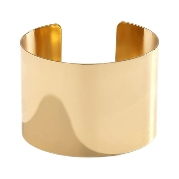 TNOBHG Metal Bracelet Exaggerate Vintage Punk Boho Smooth Stainless Metal Adjustable Opening Cuff Bangle Wide Wrist Jewelry for Women Classic Metal Bangle