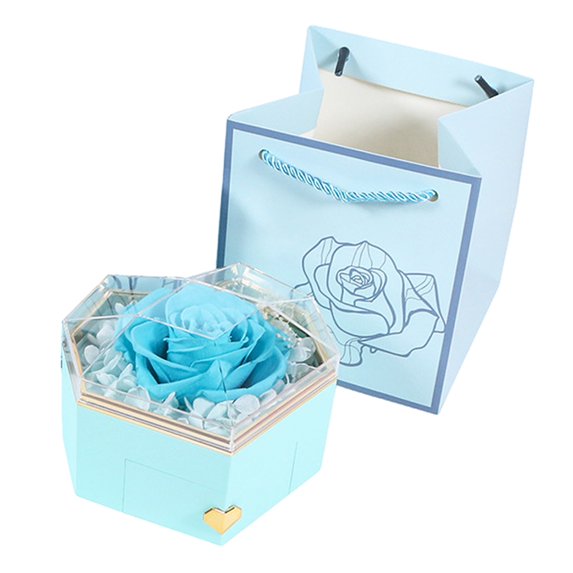 TNOBHG Necklace Gift Box Eternal Rose Necklace Box Acrylic Jewelry Drawer Box Preserved Roses Christmas Jewelry Case Mother's Day Jewelry Box Compact Drawer