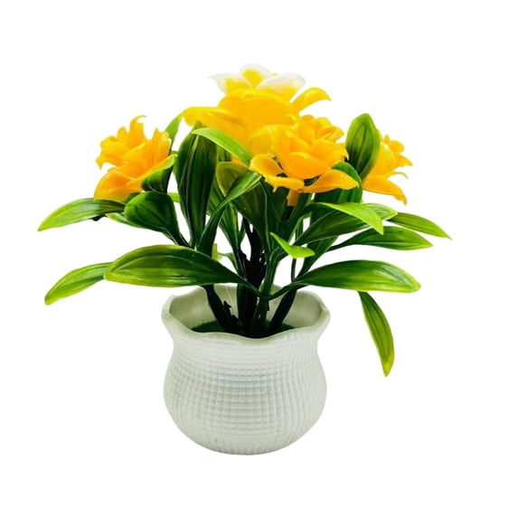 TNOBHG Realistic Fake Flower Artificial Potted Plants 5 Rose Flower Head Home Office Table Centerpiece Wedding Faux Floral Bonsai Indoor Outdoor Desktop