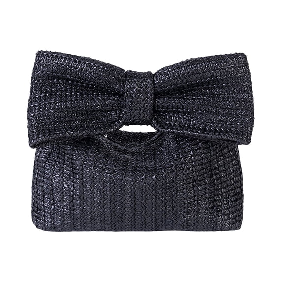 TNOBHG Summer Straw Clutch Women Clutch Bag Shape Bohemian Style Foldable Bow Handle Zipepr Closure Straw Braided Solid Color Portable Summer Beach Vacation