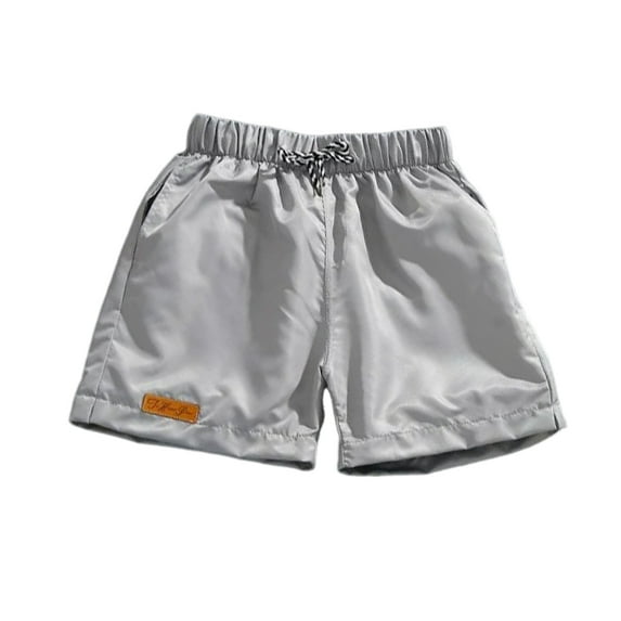 TNOBHG Versatile Shorts Summer Beach Casual Shorts Men Elastic Waist Drawstring Pockets Wide Leg Shorts Logo Print Solid Color Shorts