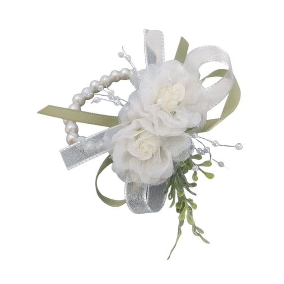 TNOBHG Wedding Wrist Bracelet Wedding Bracelet Forest Style Breast Flower Faux Peral Tassel Bow Fake Floral Decor Wrist Flower Wedding Party Prom Bridesmaid