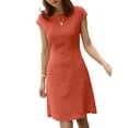 thumbnail image 1 of TNOBHG Women Backless Dress Women Summer Dress Round Neck Short Sleeve Pure Color V-shaped Back Zipper A-line Slim Fit Above Knee Length Commute Mini Dress, 1 of 8