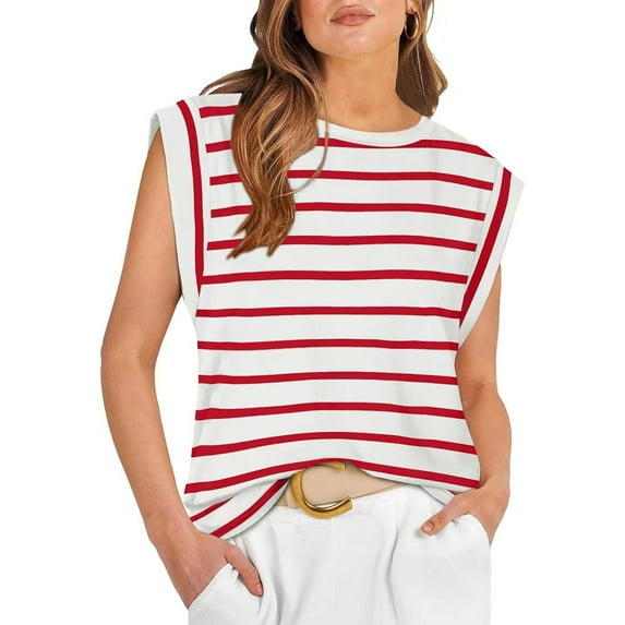 TNOBHG Women Summer Tank Top Women's Summer Tank Top Striped Color Block Pullover O-neck Raglan Short Sleeve Loose Fit T-shirt Elastic Women Top