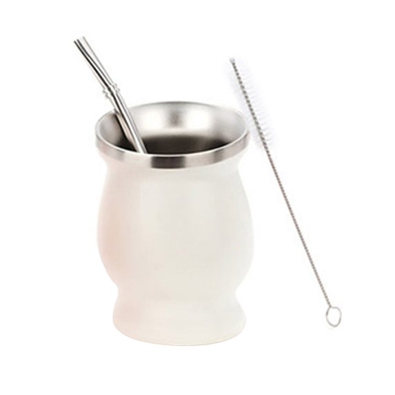 TNOBHG Yerba Mate Tea Cup Set Stainless Steel Yerba Mate Cup Set with Bombilla Cleaning Brush Double Wall Gourd Shape Tea Kit Yerba Mate Accessories