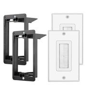 TNP Brush Wall Plate with Mounting Bracket Kit 2 Pack Single Gang Cable Entry Access Brush Bristles Style Strap Opening Port Insert Socket Wiring Plug Jack Face Cover Outlet Mount Panel White