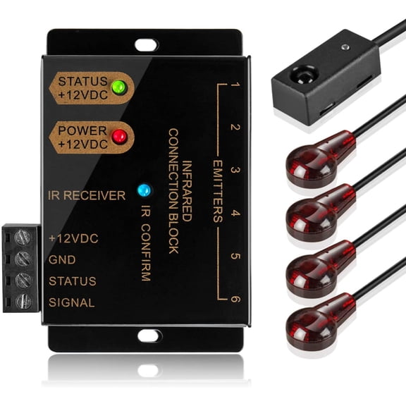 TNP IR Repeater Extender Infrared Remote Control Hidden System Kit - Emitter Blaster Distribution Extension & Receiver Cable for Box Home Theater AV Component Equipment HDTV