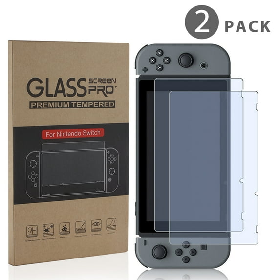 TNP Products Nintendo Switch Screen Protector (2 Pack) - Nintendo Switch Tempered Glass Screen Protector Cover Accessory for Nintendo Switch, 9H Hardness, Anti-Scratch, Premium Clarity, Bubble-Free Install