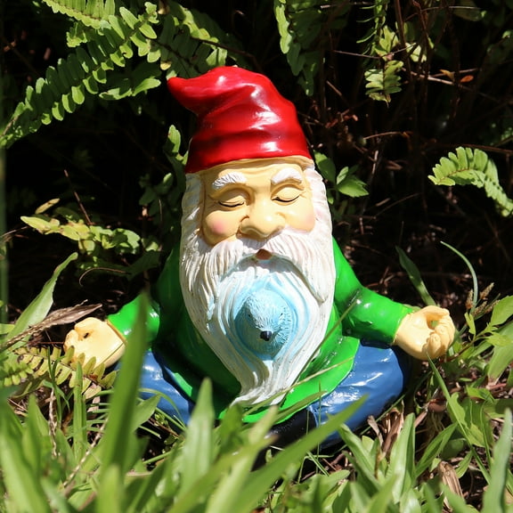 TNSAWRRYOE Meditating Garden Gnome Sculpture Hand Painted Resin Yoga Figurine with Bird Detail,Outdoor/Indoor Whimsical Decor for Gardens,Patios & Home
