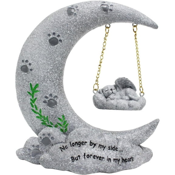 TNSAWRRYOE Pet Memorial Grave Markers Resin Statue-Moon&Swing Design,Pet Memorials Dog/Cat Loss Sympathy Gift,Garden Decor