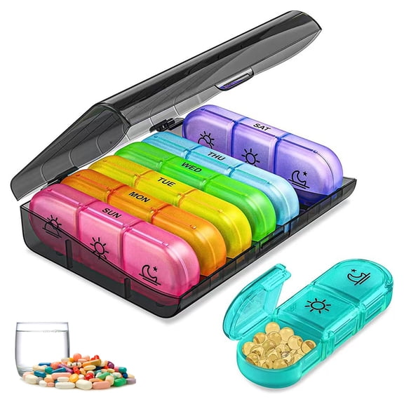 TNSAWRRYOE Weekly Pill Organizer 3 Times a Day-7 Day Portable Travel Pill Box with Large Light-Proof Containers for Vitamins,Medication,Supplements&Fish Oils