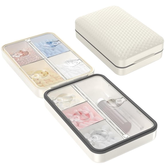 TNSAWRRYOE Weekly Pill Organizer Magnetic Box Lid -8-Compartment Travel-Size Moisture-Proof&Airtight Pill Box for Daily Vitamins,Supplements