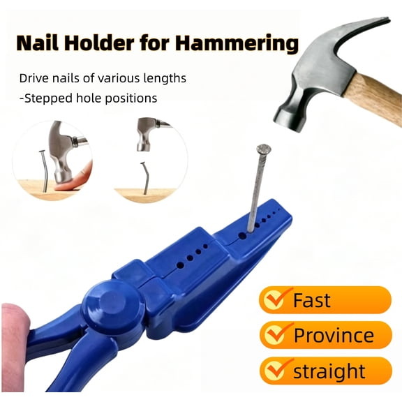 TNSM Nail Holder Pliers for Hammering 2pcs, 11 Holes Slip Joint Nail Starter Tool, Plastic Hammer Helper Keep Fingers Safe, Woodworking Hand Tool