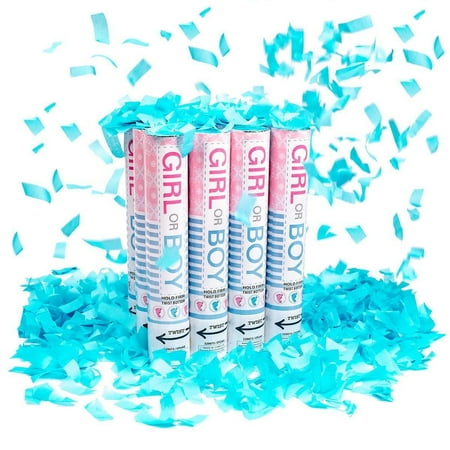 TNT Fireworks, Blue Gender Reveal Confetti Cannon, 12 Pack, Party Favors, Blue Confetti