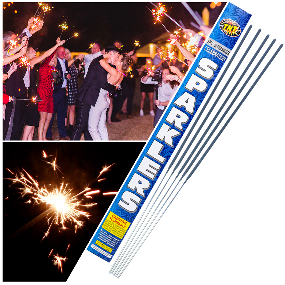 TNT Fireworks Wedding Celebration Sparklers, 20 Gold Sparklers, 5 Pack, Party