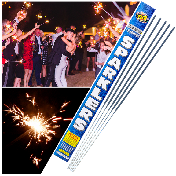 TNT Fireworks, Wedding Celebration Sparklers, #20 Gold Sparklers, 5 Pack, Party