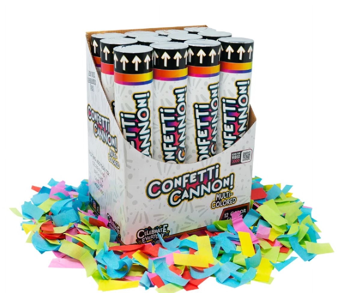 TNT Fireworks. Confetti Cannon Celebrate, 12 Pack, Multicolor, Party Favors Decorative Box