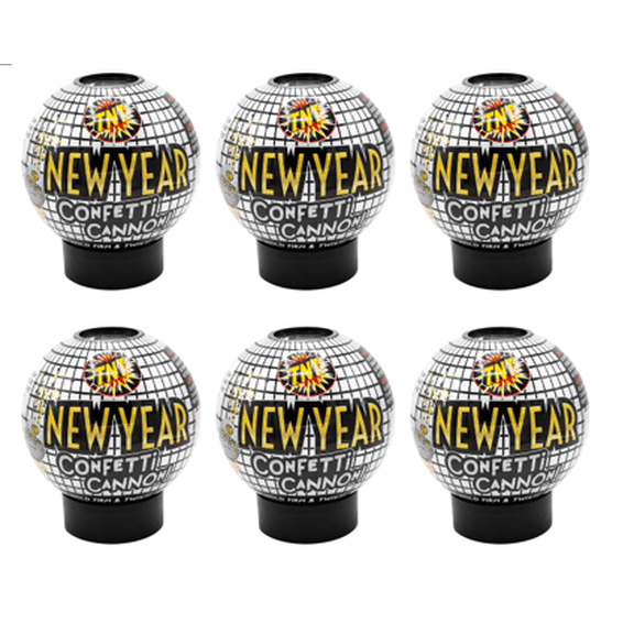 6 Disco Ball Confetti Cannons, TNT Fireworks