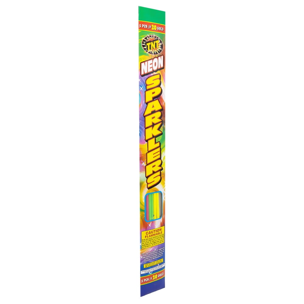 TNT Firework Neon Sparklers, 5 Gold #20 Sparklers