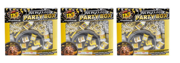 TNT Fireworks, New Year's Party Box, Gold and Silver, 3-Pack