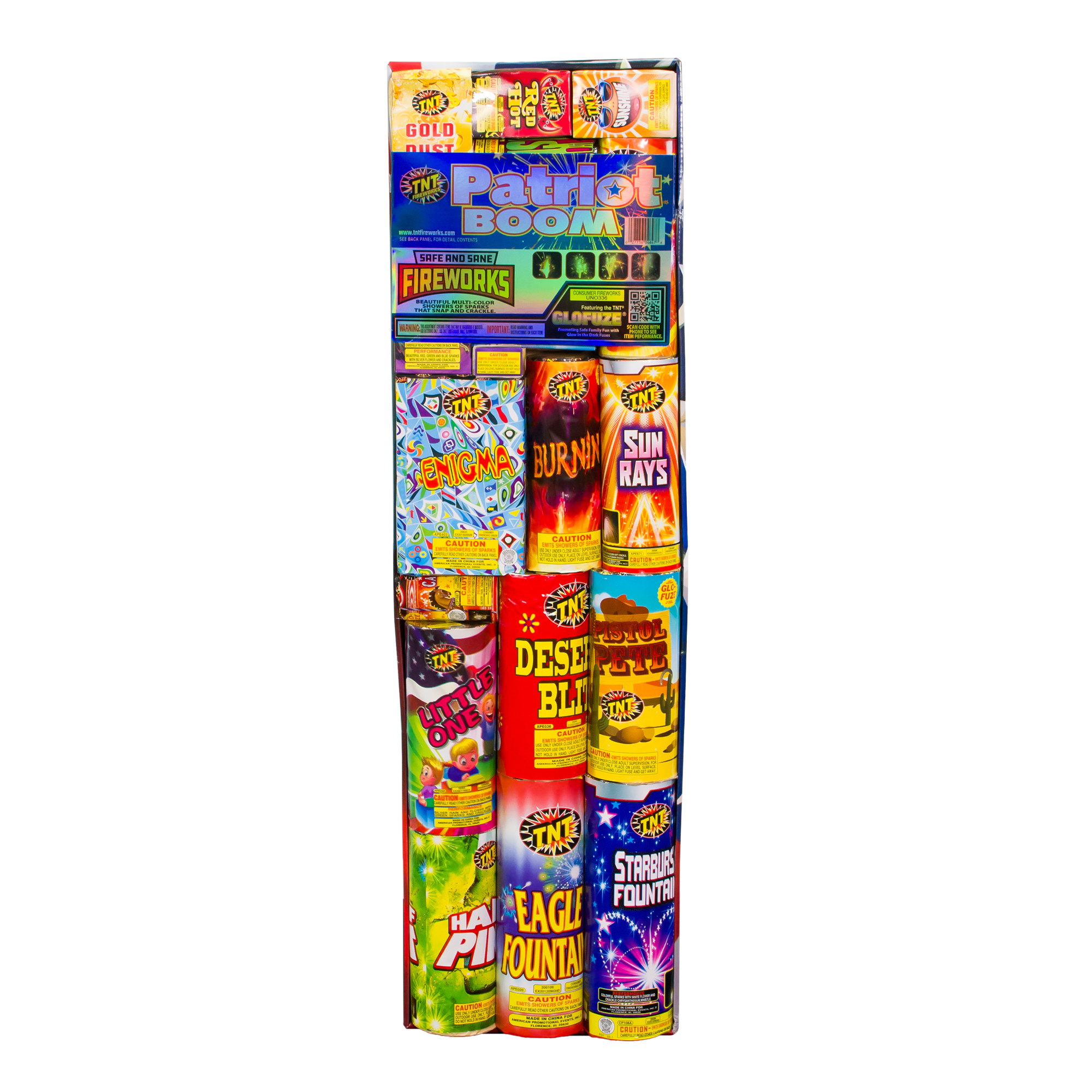 TNT Fireworks Patriot Boom, Ground Based Fountain Firework Assortment, Party