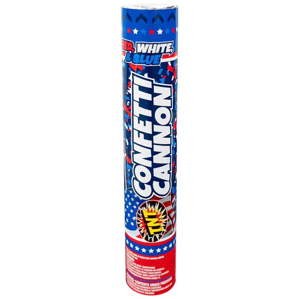 TNT Fireworks, Red, White, and Blue Confetti Cannon, 12 Pack