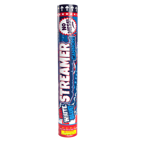 TNT Fireworks, Red, White, and Blue Streamer Cannon 12 Pack