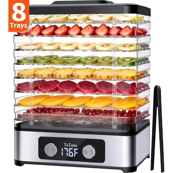TNTANTS Food Dehydrator, 8 Trays Electric Dehydrator with Adjustable 48H Timer & 95-176℉ Temperature Control, Dehydrator for Food and Jerky, Fruits, Veggies, Pet Treats