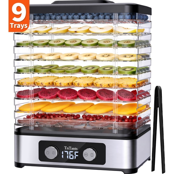 TNTANTS Food Dehydrator, 9 Trays Electric Dehydrated Dryer with Adjustable 48H Timer & 95-176℉ Temperature Control, Dehydrator for Food and Jerky, Fruits, Veggies, Pet Treat