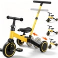 thumbnail image 1 of TNTANTS 4 in 1 Toddler Bike, Kids Tricycle for 1-5 Years Old, Toddler Tricycle for Boy Girl, Baby Balance Bike with Parent Steering Push Handle, Removable Pedal, Adjustable Seat Yellow, 1 of 12