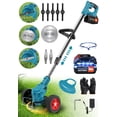 thumbnail image 1 of TNTANTS Weed Wacker Cordless, 3-in-1 Lightweight Electric String Trimmer with 3 Types of Blades, Wheels, 24V Battery, Weed Eater Grass Trimmer/Edger/Brush Cutter for Lawn Yard Garden (Blue), 1 of 12