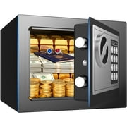 TNTANTS Electronic Digital Safe Box, 0.25 Cubic Feet Home Security Box for Office Hotel Business, Lock Box with Key Keypad for Cash Jewelry Black