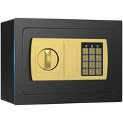 TNTANTS Electronic Digital Safe Box, 0.5 Cubic Feet Home Security Box for Office Hotel Business, Lock Box with Key Keypad for Cash Jewelry Black